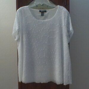 Style & Co White Crochet Shell Lined Lightweight Classic Women's Blouse - Size M